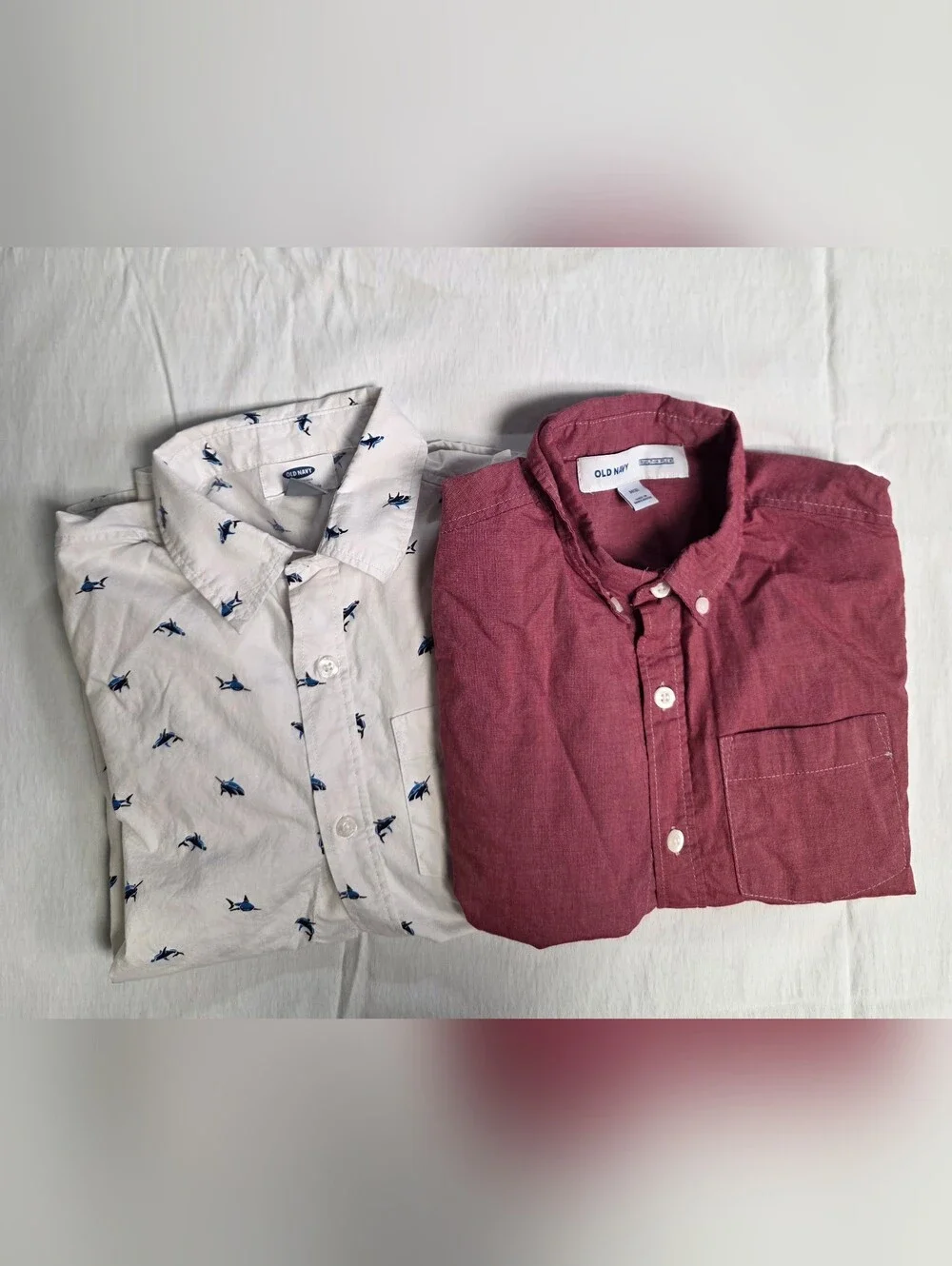 Old Navy Boys Long Sleeve Button Down Shirts Size M 8 Lot of 2